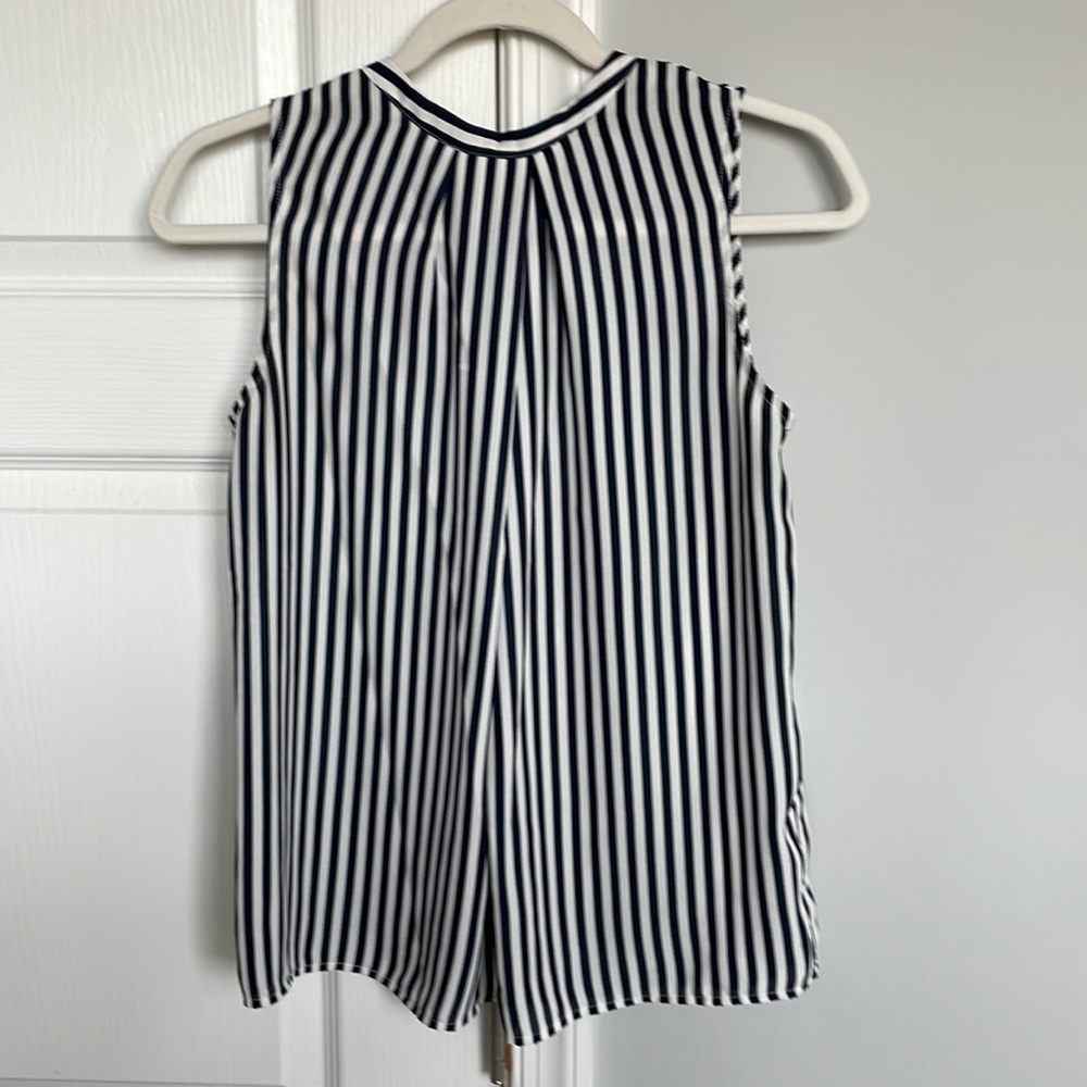 Banana Republic Navy Blue Striped Sleeveless Blouse